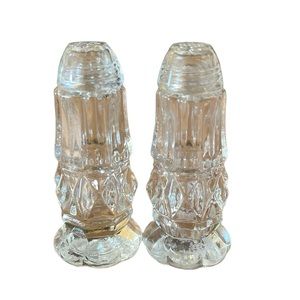 Bohemia clear crystal salt & pepper shakers screw top vintage
